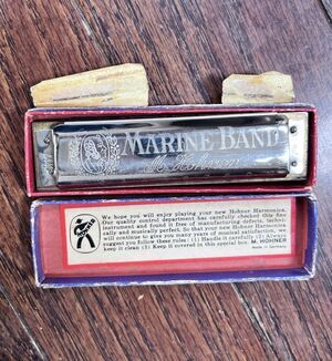 Vintage M. Hohner Marine Band Harmonica No. 1896 In Original Box